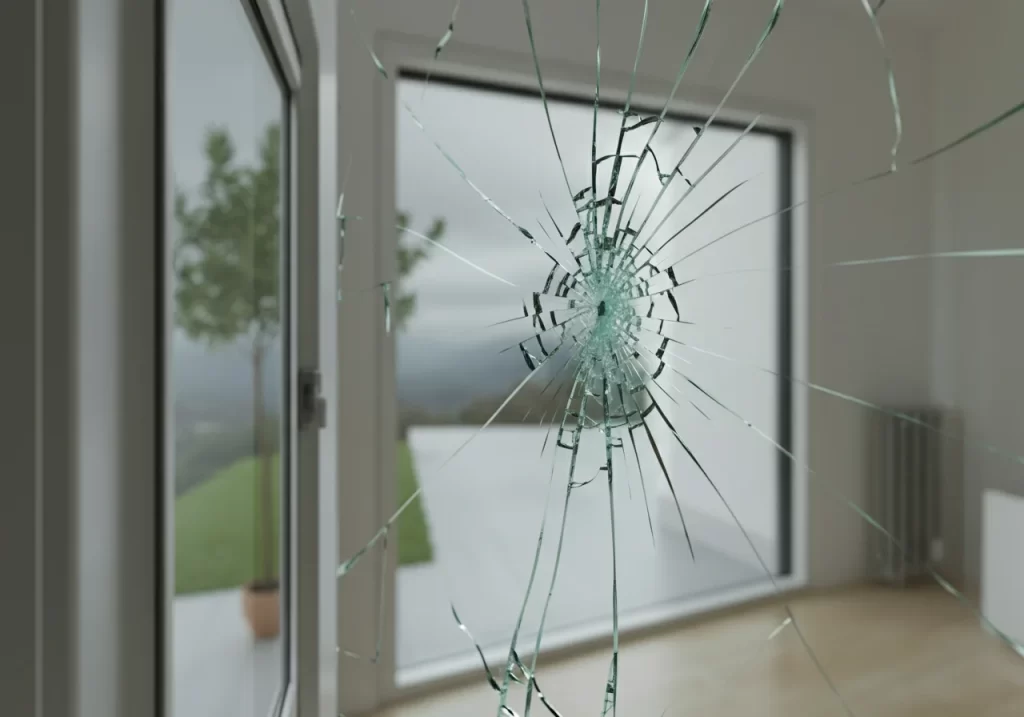 cracked window that needs an emergency window repairs