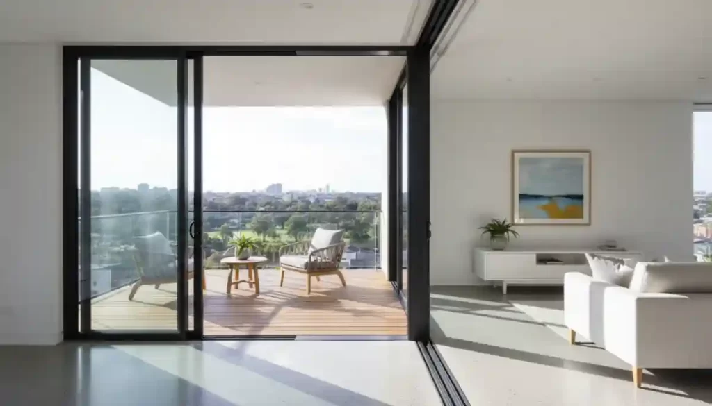 glass sliding doors with slim aluminium frames